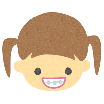 歯科矯正をしている女の子のイラスト画像