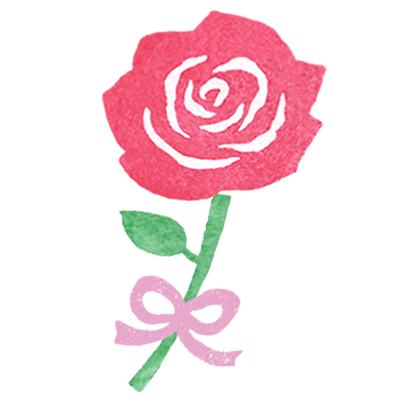 【フリー素材ずーあん】のリボンがついた赤いバラの花の無料イラスト