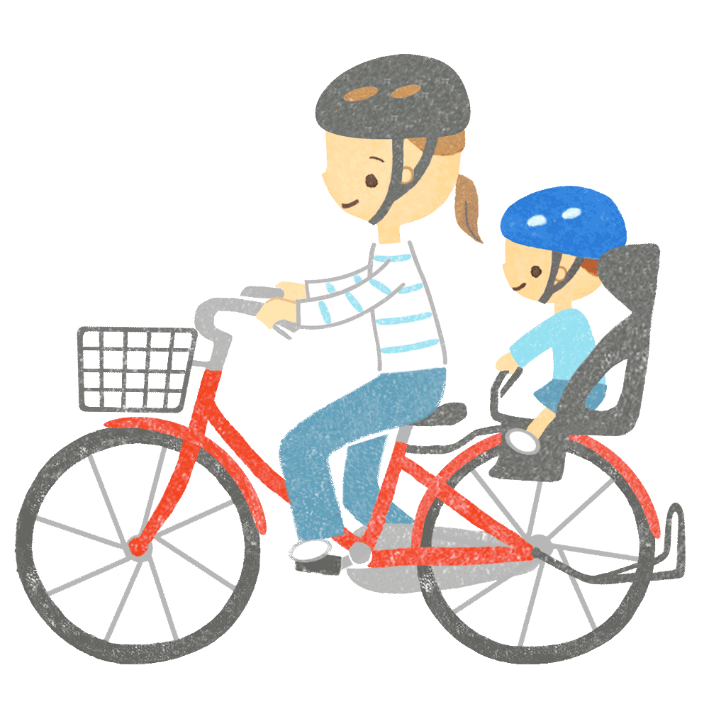 【フリー素材ずーあん】の子ども載せ自転車の無料イラスト