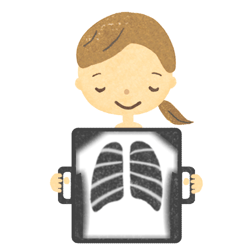 【フリー素材ずーあん】肺のレントゲン検査を受ける女性の無料イラスト