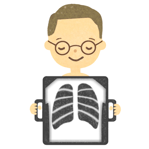 【フリー素材ずーあん】肺のレントゲン検査を受ける男性の無料イラスト