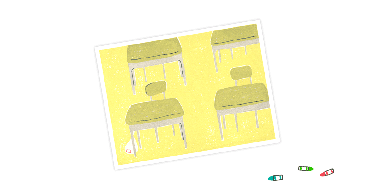 【フリー素材ずーあん】の学校の机と椅子無料イラスト