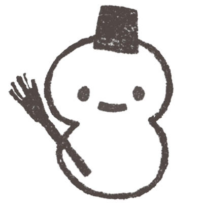 【フリー素材ずーあん】の黒一色の雪だるまの無料イラスト