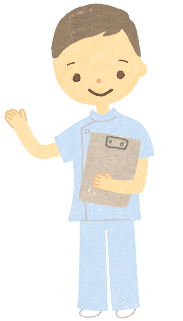 【フリー素材ずーあん】の水色の制服を着た男性看護師の無料イラスト