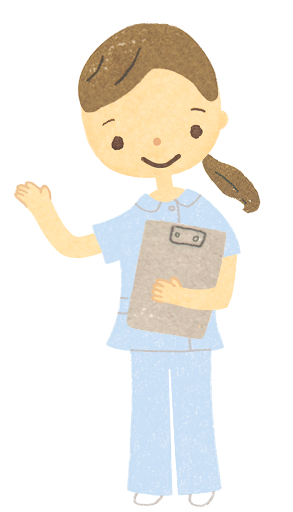 【フリー素材ずーあん】の水色の制服を着た女性看護師の無料イラスト