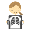 【フリー素材ずーあん】肺のレントゲン検査を受ける女性の無料イラスト
