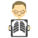 【フリー素材ずーあん】肺のレントゲン検査を受ける男性の無料イラスト